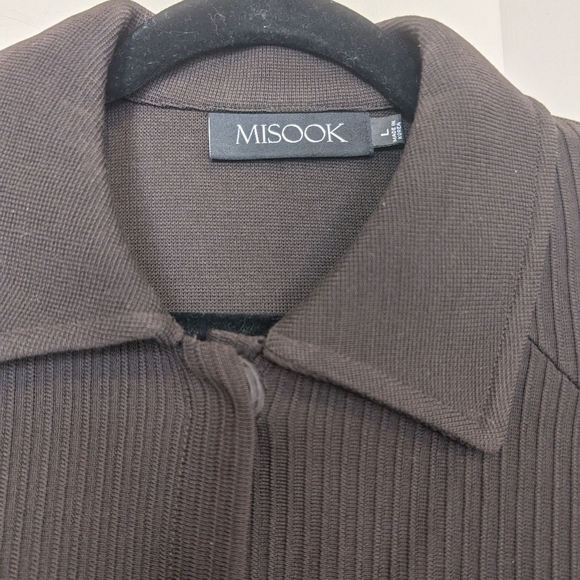 Misook brown knit jacket cardigan sz L - Picture 4 of 6